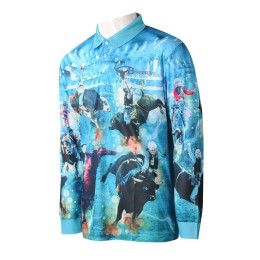 P1262 Online ordering men's thermal sublimation personal design printing logo long sleeve reverse collar blue thermal sublimation garment factory Australian equestrian school P1262 Online ordering men's thermal sublimation personal design printing logo long sleeve reverse collar blue thermal sublimation garment factory Australian equestrian school